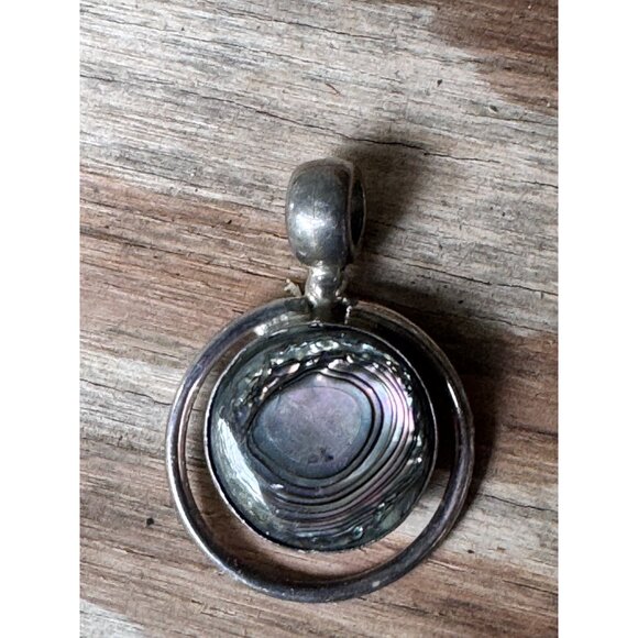 Sterling Silver Pendant With Abalone Centerpiece 20.18g - Picture 5 of 5